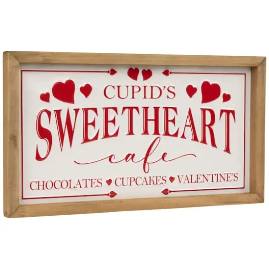 15.75" Cupid's Sweetheart Cafe Valentine's Day Framed Wall Sign {4}