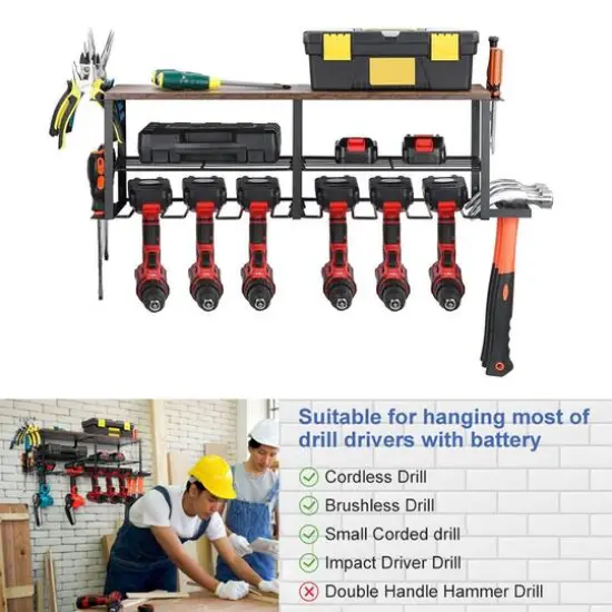 NEX&trade; 29" Wood Grain Power Tool Organizer Wall Shelf {5}