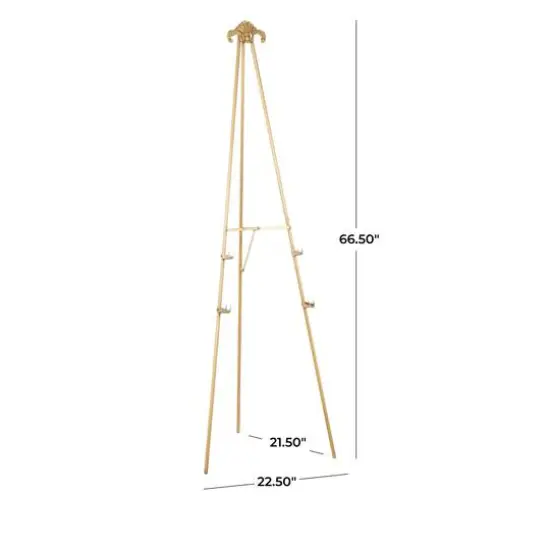 66.5" Gold Metal Foldable 2-Tier Display Easel with Scroll Finial {6}