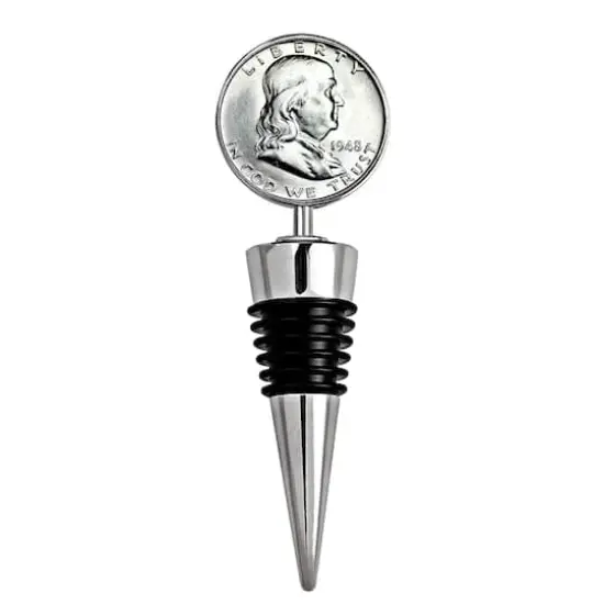 Silver Franklin Half Dollar Coin Wine Stopper {1}