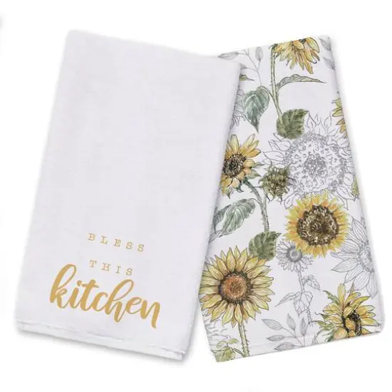 Bless This Kitchen Tea Towel Set Gold {1}
