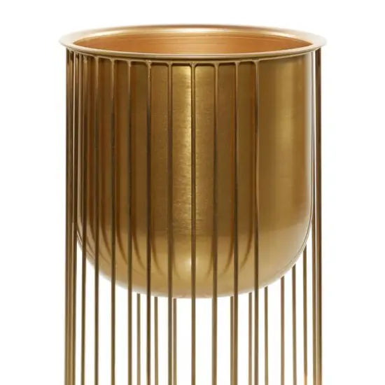 Gold Metal Contemporary Glam Planter Set {3}