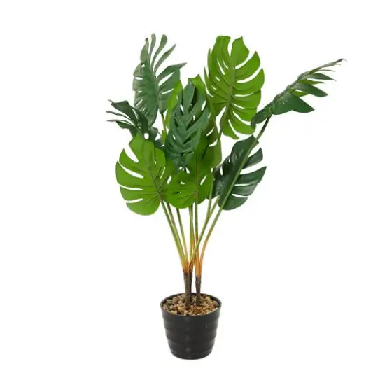 36" Green Vinyl Contemporary Potted Artificial Tree {3}