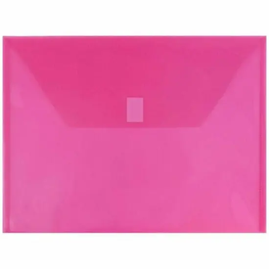 JAM Paper Booklet Plastic Envelopes with Hook & Loop Closure, 24ct. Pink {1}