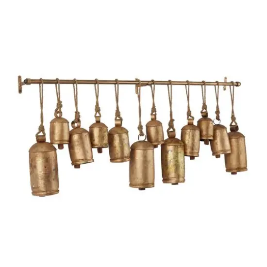 48" Metal Bohemian Decorative Cow Bells Bronze {3}