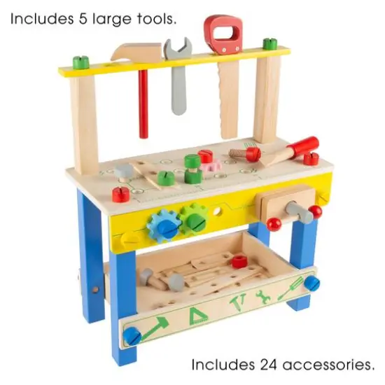 Kids Wood Tabletop Toy Workbench Playset {4}
