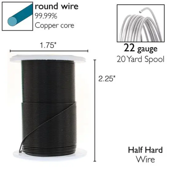 The Beadsmith&reg; Wire&trade; Elements 22 Gauge Tarnish-Resistant Wire Black {7}