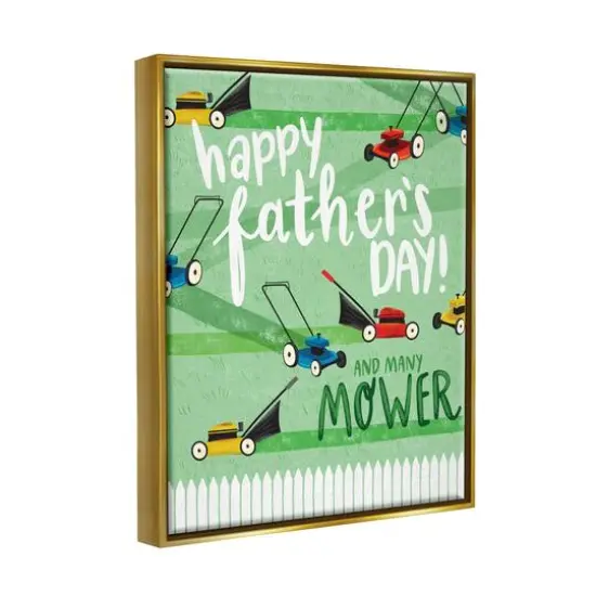 Stupell Industries Happy Father's Day Lawn Mowers Floater Framed Art Gold {4}