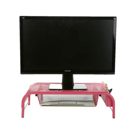 Mind Reader Metal Mesh Monitor Stand & Desk Organizer Pink {6}