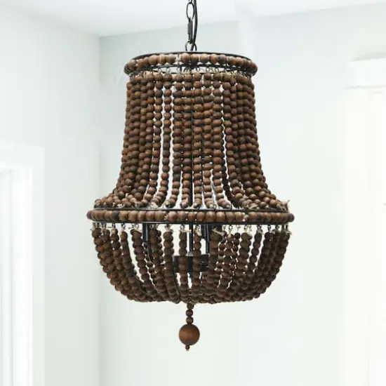 Hello Honey&reg; Draped Wood Bead Chandelier Brown {3}