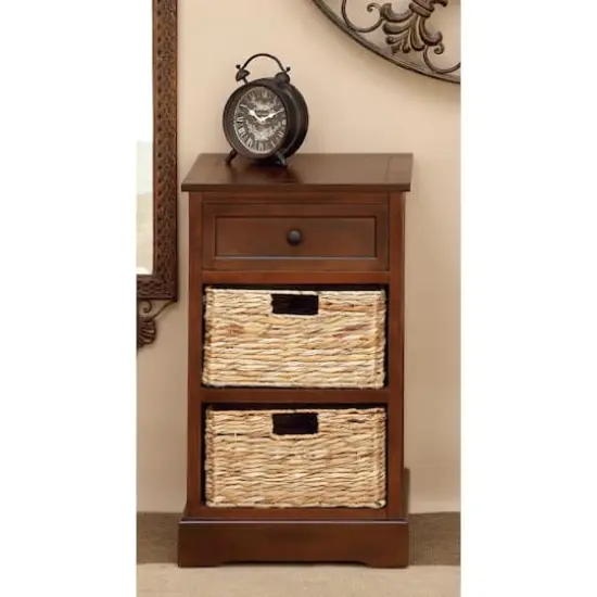 28" Brown Traditional Wood Storage Unit {3}