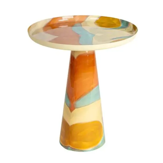 Hello Honey&reg; Multicolor Vibrant Mosaic Enameled Metal Table {1}