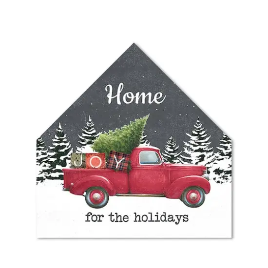 Home Holidays Truck 17x17 House Shaped Canvas {1}