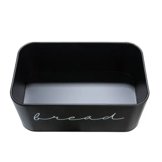 Hello Honey&reg; 11.75" Black Metal Bread Bin with Bamboo Lid {11}