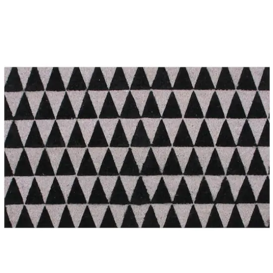 Black and Pale Pink Triangle Print Coir Outdoor Rectangular Door Mat 29.5" x 17.75" {1}