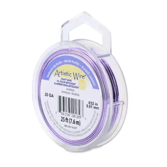 Artistic Wire&reg; 20 Gauge Silver Plated Tarnish Resistant Colored Copper Craft Wire, 25ft. Amethyst {1}