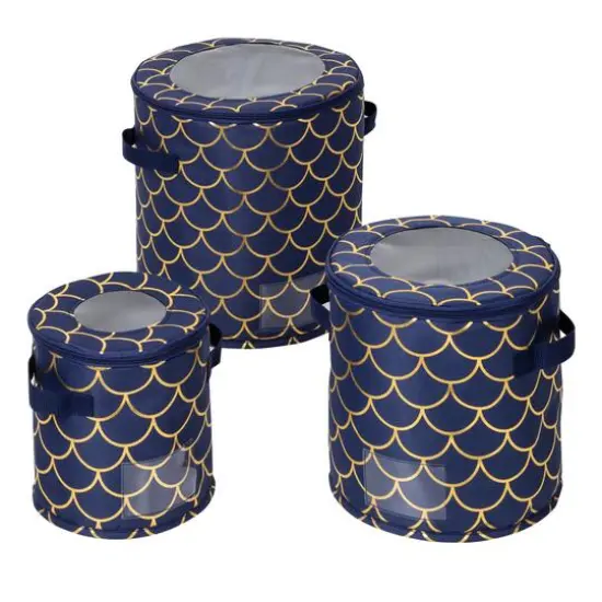 Honey Can Do Golden Scallop Round Dinnerware Storage Box Set {4}