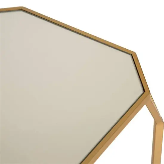 Glitzhome® Gold Metal Square Accent Table with Glass Top Set {9}