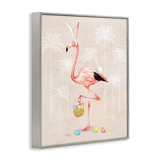 Stupell Industries Easter Flamingo Pink Bird Egg Hunt Basket Framed Giclee Art Gray {4}