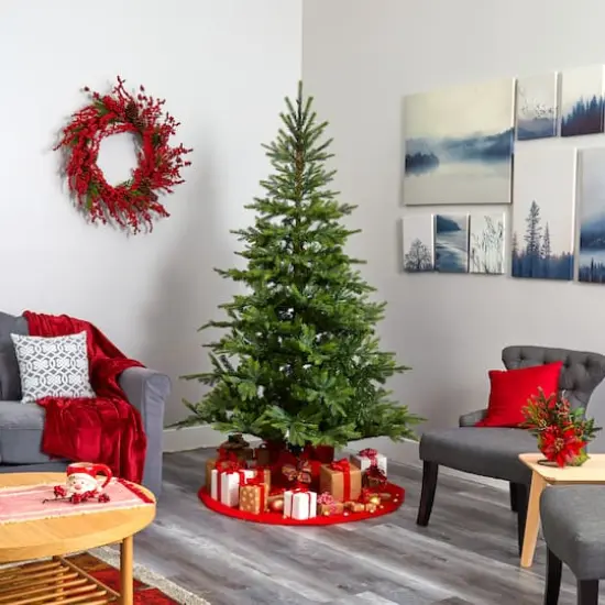 7ft. Pre-Lit North Carolina Spruce Artificial Christmas Tree, Clear LED Lights {6}