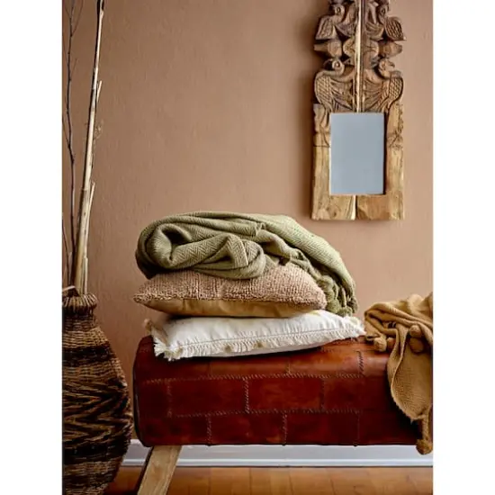 Hello Honey&reg; Green Braided Pom Pom Tassels Cotton Throw {4}