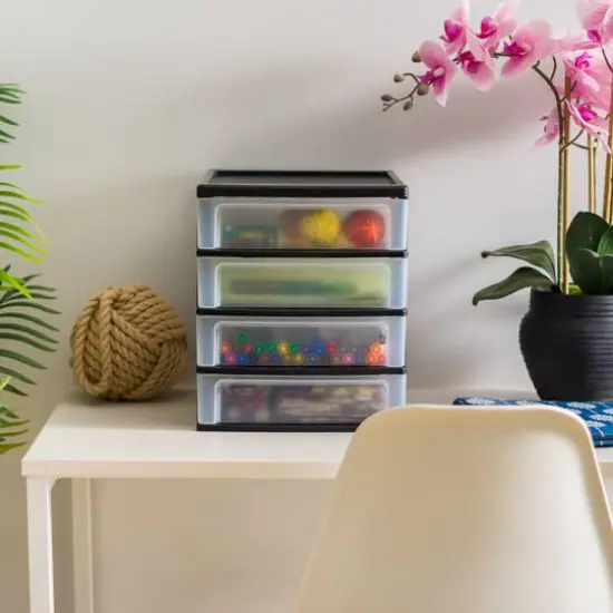 IRIS Black 4-Drawer Desktop Storage Unit {10}