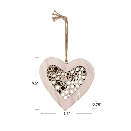 Hello Honey&reg; 9.5" Natural Paulownia Wood & Bamboo Heart-Shaped Insect House with Jute Hanger {4}