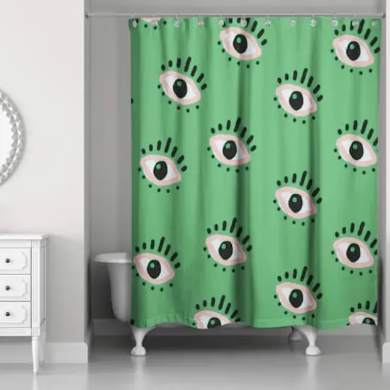 Eyeball Pattern Shower Curtain Green {3}