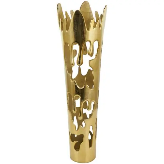 31" Gold Aluminum Drip Vase with Melting Designed Body {3}