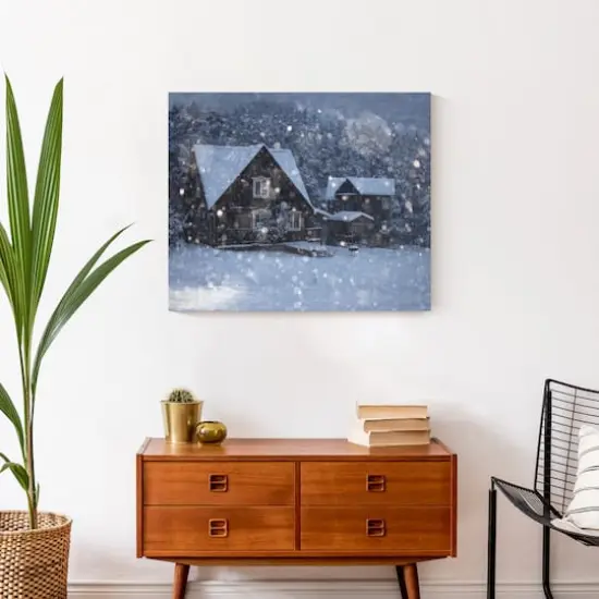 Christmas Cottage Canvas Wall Art {5}