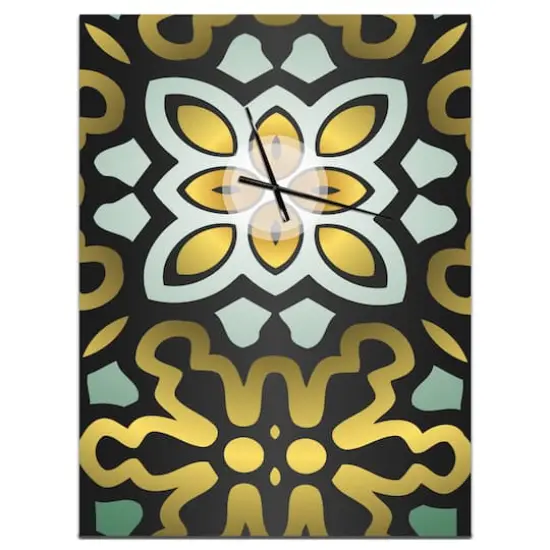Designart 'Ethnic Floral Geometric Ornament Modern Rectangular Wall Clock {1}