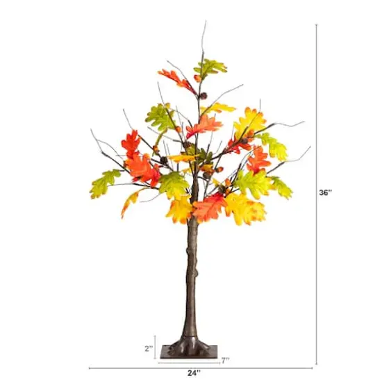 3ft. Pre-Lit Autumn Maple Artificial Fall Tree with Pinecones, Acorns and 36 Warm White LED Lights {3}