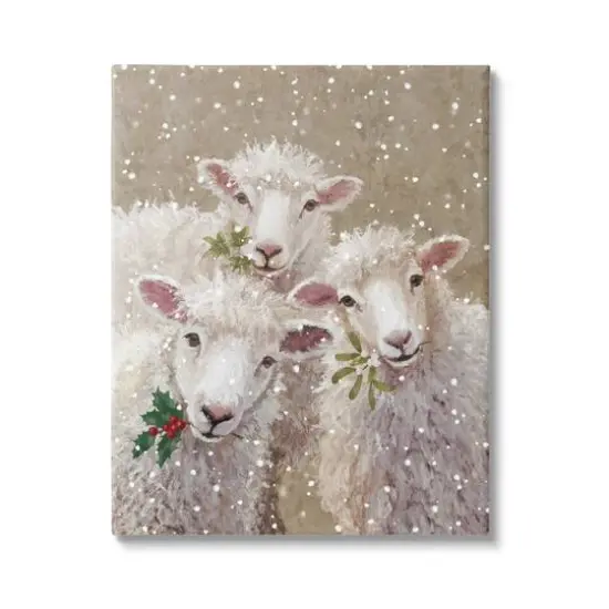 Stupell Industries Winter Sheep Trio Farm Animals Canvas Wall Art {1}
