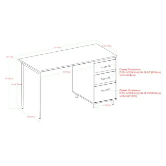 Walker Edison 52" Dark Walnut 3 Drawer Desk {8}