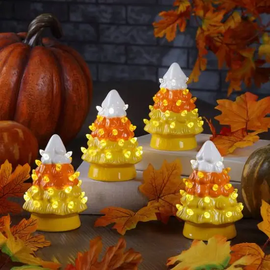 5.5" LED Illuminated Halloween Candy Corn Trees, 4ct. {4}