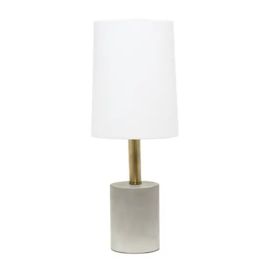 Lalia Home 18" Antique Brass Concrete Table Lamp with Linen Shade Brass and White {1}