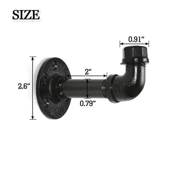 NEX&trade; Black Industrial Iron Pipe Wall Hooks, 3ct. {4}