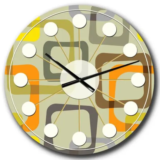 Designart 'Retro Square Design Vii Mid-Century Modern Wall Clock {1}