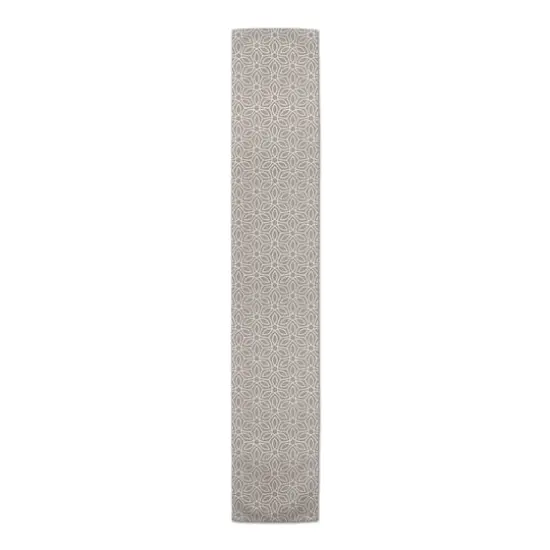 Taupe Leafy Pattern Twill Table Runner {4}