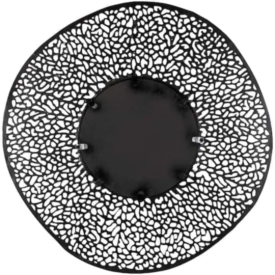 45" Black Abstract Aluminum Wall Mirror with Open Lattice Frame {7}