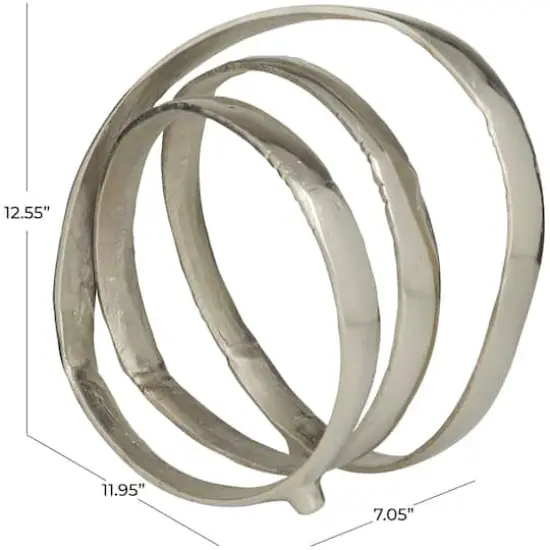 13" Aluminum Looped Abstract Sculpture Silver {4}
