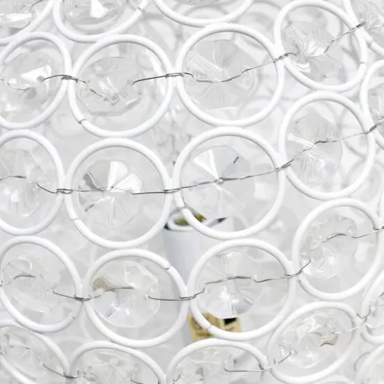 Lalia Home 8" Medium Metal Crystal Round Orb Table Lamp White {9}