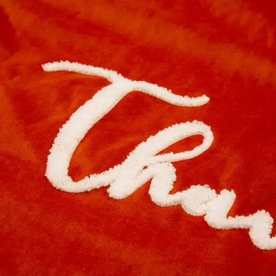 Glitzhome&reg; Orange Velvet Thankful Pillow Cover {6}