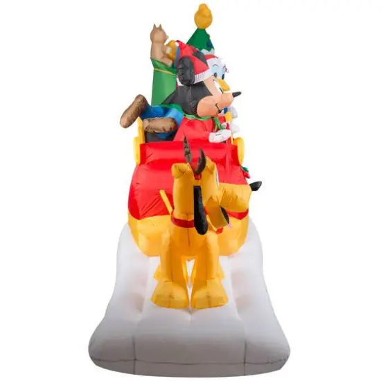 6ft. Animated Airblown&reg; Inflatable Mickey & Friends Sleigh Scene {4}