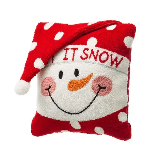 Glitzhome&reg; Hooked 3D Snowman Pillow Set {5}