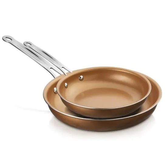 Brentwood 2-Piece Nonstick Induction-Compatible Copper Fry Pan Set {1}