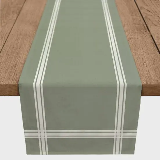Striped Border Indoor/Outdoor Table Runner Green {3}
