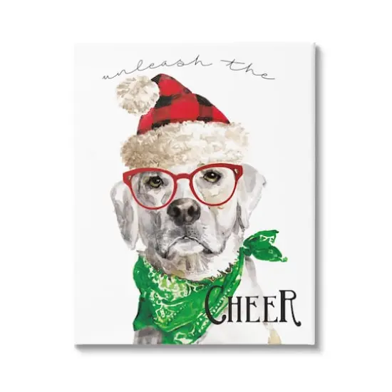 Stupell Industries Unleash The Cheer Holiday Dog Canvas Wall Art {1}