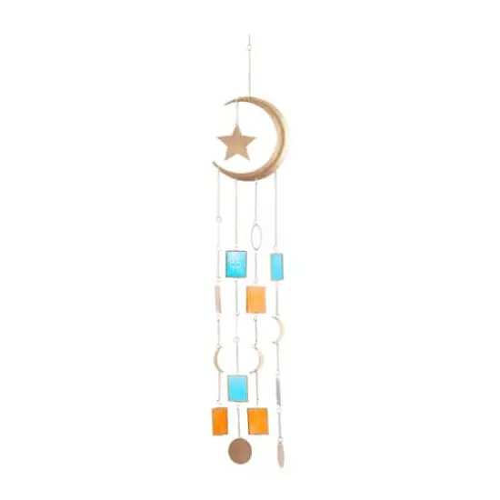 Gold Contemporary Moon and Sun Windchime, 8" x 2" x 41" {1}