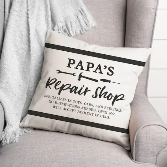Papa's Repair Shop Throw Pillow {3}